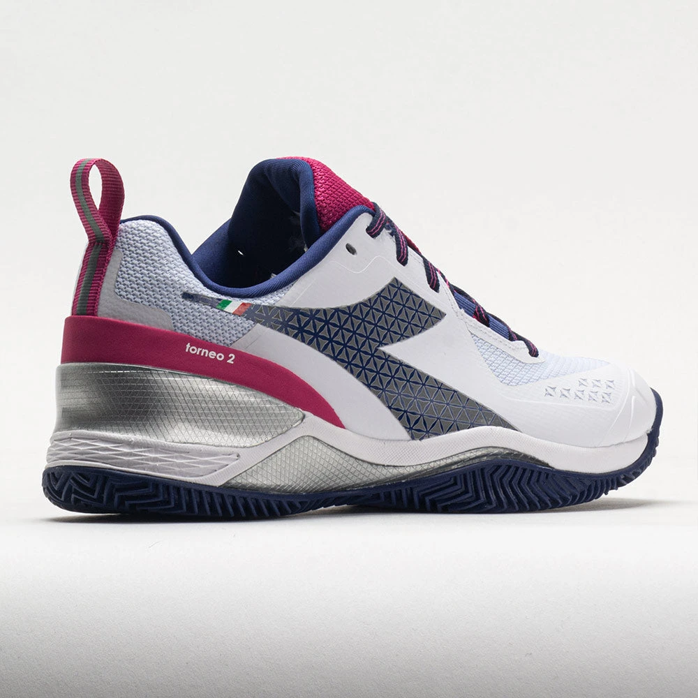Diadora Blushield Torneo 2 Clay Women's White/Blueprint/Pink Yarrow 6 Diadora Blushield Torneo 2 Clay Women's White/Blueprint/Pink Yarrow - Image 6